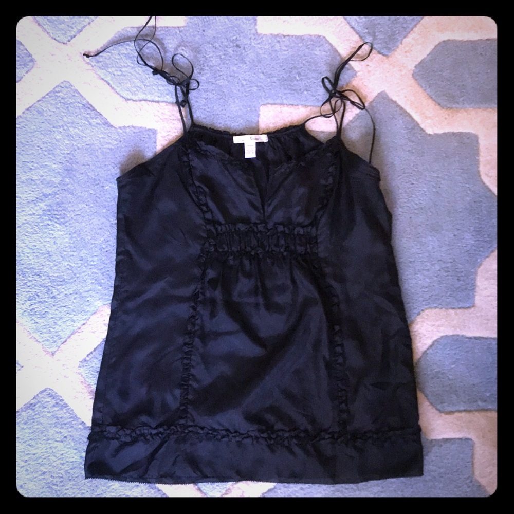 100% black silk top